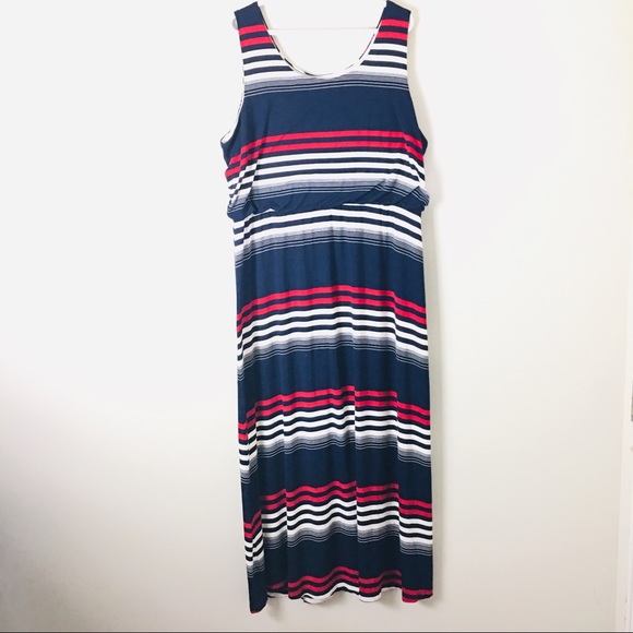 One World Maxi Dress Size 2X Blue/Black/Red/White - Picture 1 of 7